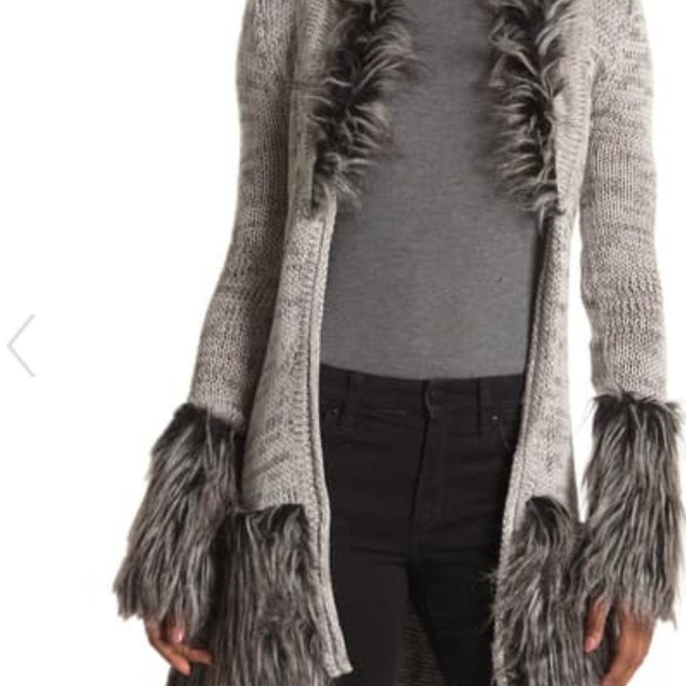 š«soldš«ertigo faux fur open front cardigan #002 - Picture 4 of 5